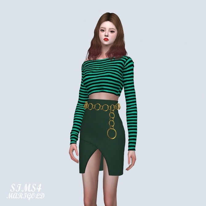 Sims 4 Unbalance Tulip Mini Skirt With Circle Belt (P) at Marigold