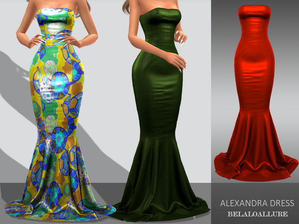Sims 4 Belaloallure Alexandra dress by belal1997 at TSR