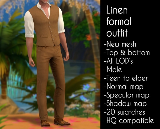 Sims 4 Linen formal outfit at LazyEyelids