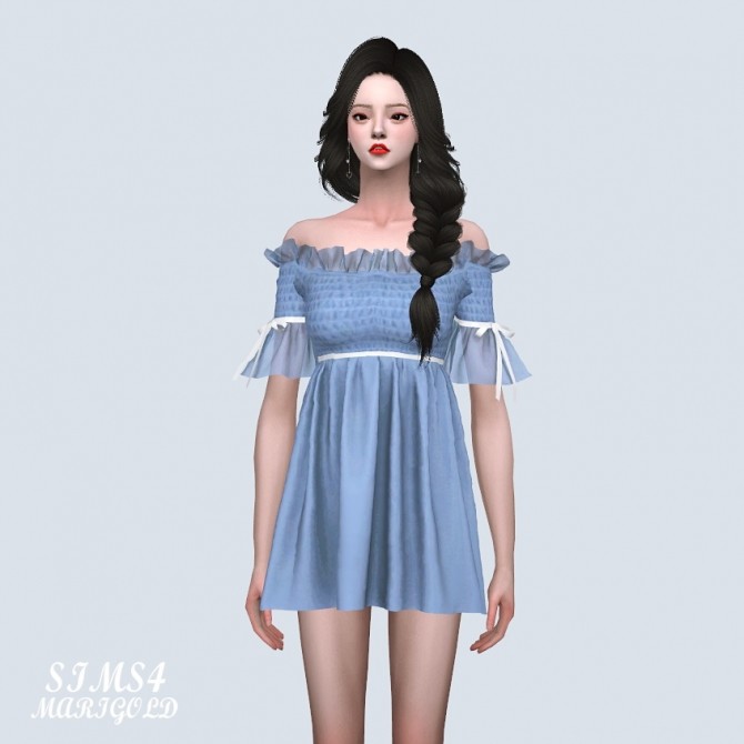 Sims 4 Princess Off Shoulder Mini Dress (P) at Marigold