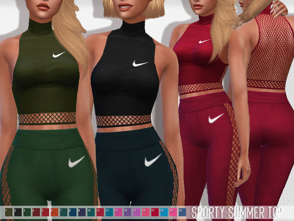 Sims 4 Sporty Summer Top by Pinkzombiecupcakes at TSR