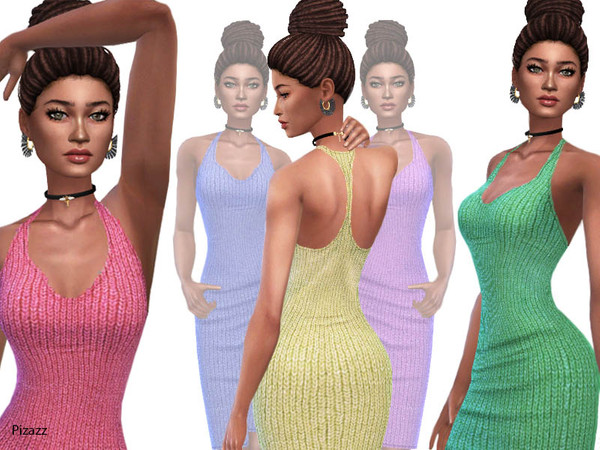 Sims 4 Knitted Midi Summer Dress by pizazz at TSR