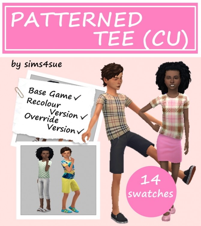 Sims 4 BASE GAME PATTERNED TEE (CU) at Sims4Sue