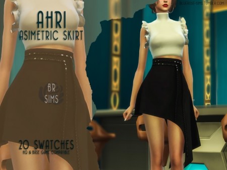 Ahri Asimetric skirt at BlueRose-Sims