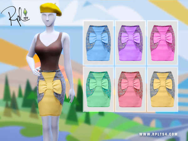 Sims 4 Bow Skirt by RobertaPLobo at TSR