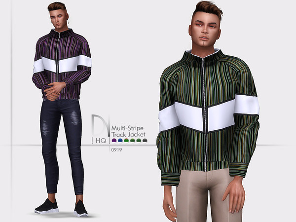 Sims 4 Multi Stripe Track Jacket by DarkNighTt at TSR