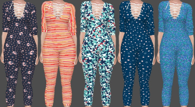 Sims 4 NitroPanic Recolors: Lace Up Jumpsuit, Play Neon Set + Tube Top BF Shirt at Annett’s Sims 4 Welt