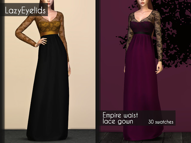 Sims 4 Empire waist gown at LazyEyelids