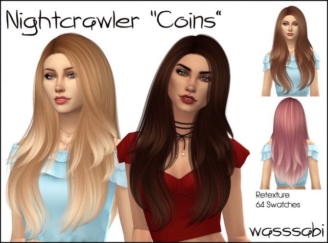 Sims 4 Nightcrawler Coins hair retextured at Wasssabi Sims