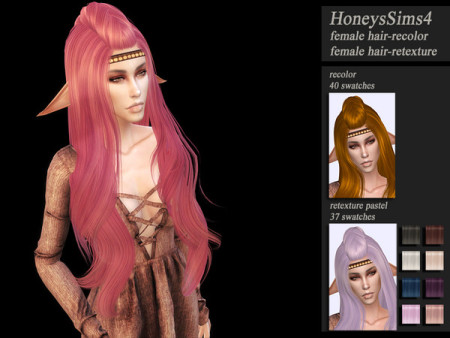 HoneysSims4 Recolor hair Skysims 258 P by Jenn Honeydew Hum at TSR