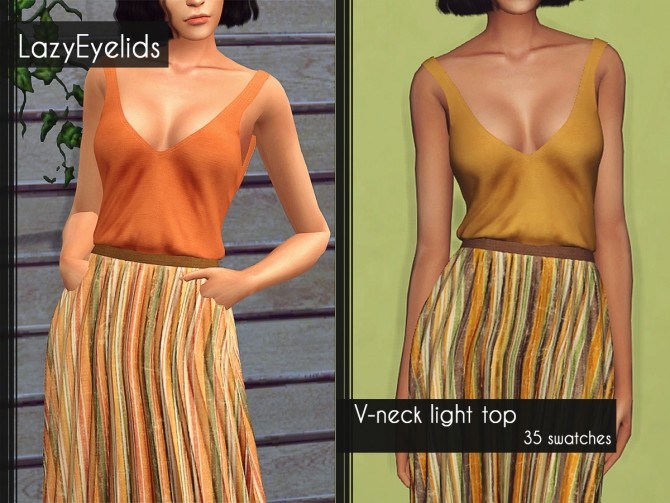 Sims 4 V neck light top at LazyEyelids