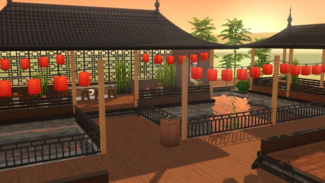 Sims 4 Asian seaside restaurant at ArchiSim