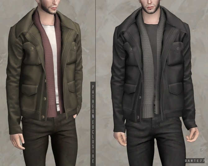 Sims 4 Cotton Jacket with Scarf (P) at Darte77