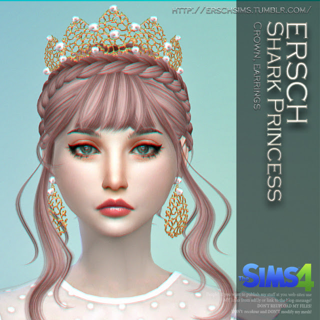 Shark Princess Crown & Earrings at ErSch Sims » Sims 4 Updates