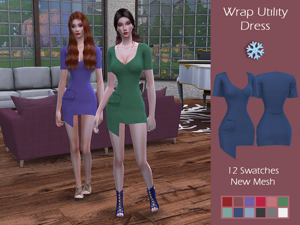 Sims 4 LMCS Wrap Utılıty Dress by Lisaminicatsims at TSR