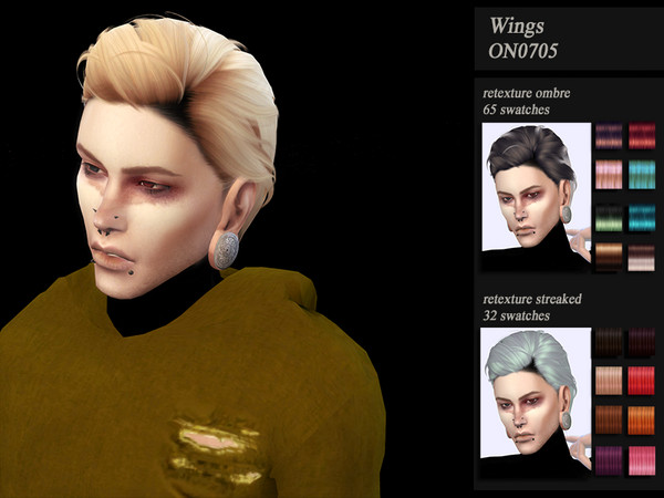 Sims 4 HoneysSims4 Recolor Retexture male hair Wings ON0705 by Jenn Honeydew Hum at TSR