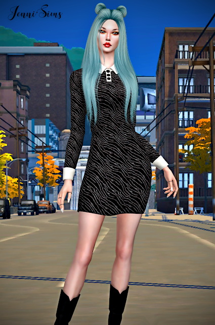 Sims 4 Collar Dress 17 designs at Jenni Sims