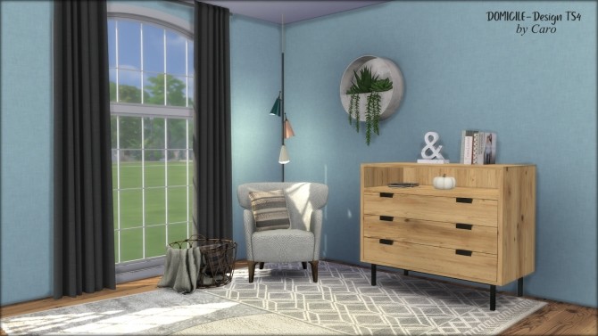 Sims 4 September song:  Armchair, dresser, And Statue, wallplanter, pillow at DOMICILE Design TS4