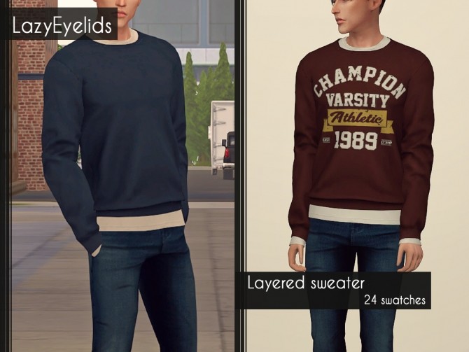Sims 4 Blazer, ripped knees skinnies, hooded anorak & sweater at LazyEyelids