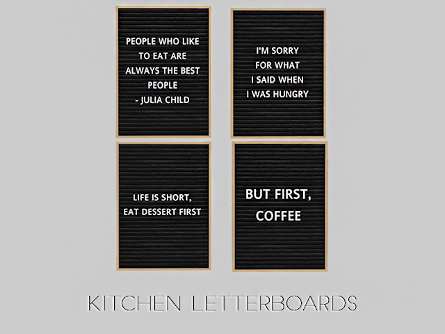 Sims 4 KITCHEN LETTERBOARDS at Kenzar Sims