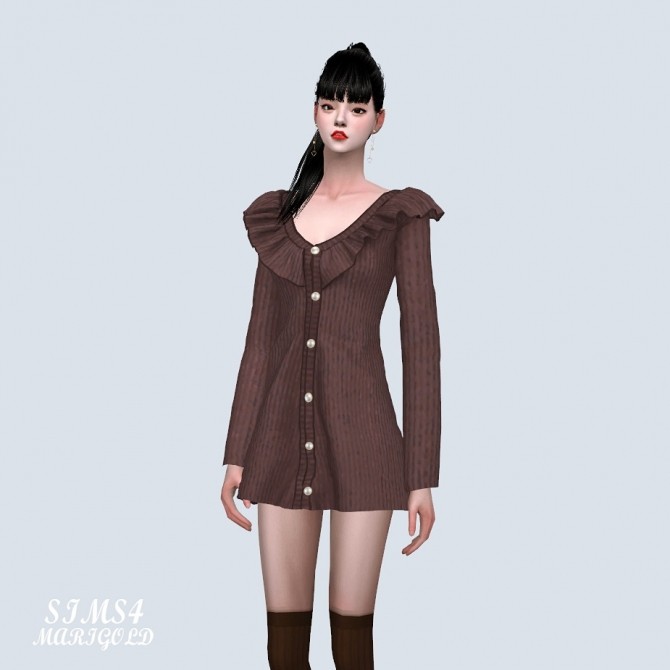 Sims 4 Frill Cardigan Flare Mini Dress (P) at Marigold