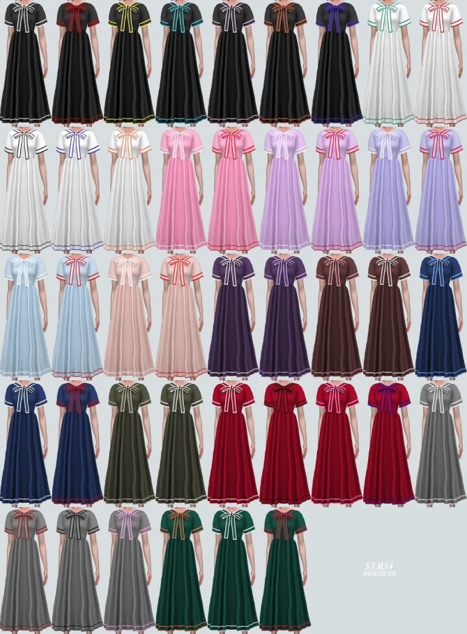 Sims 4 Line Ribbon Flare Long Dress (P) at Marigold