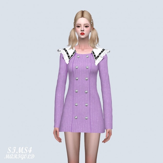 Sims 4 Love Frill Collar Mini Dress (P) at Marigold