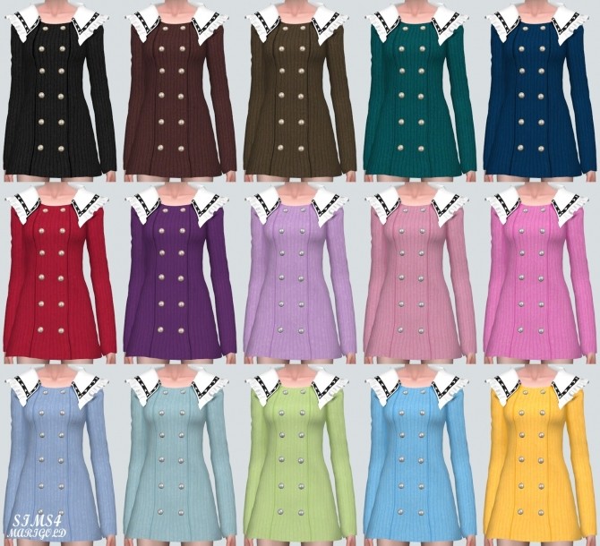 Sims 4 Love Frill Collar Mini Dress (P) at Marigold