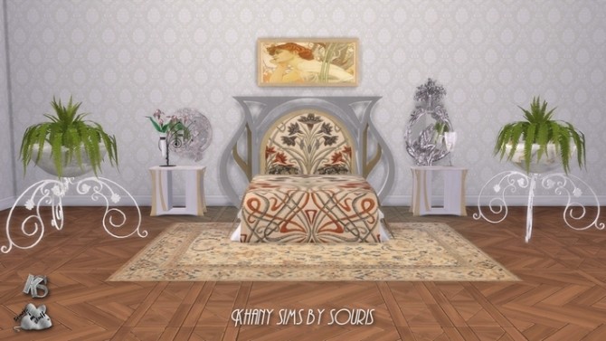 Sims 4 Art Nouveau bedroom by Souris at Khany Sims