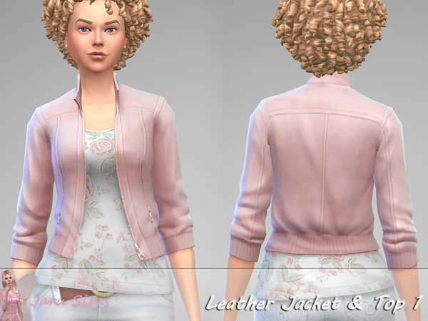 Sims 4 Leather Jacket and Top 1 by Jaru Sims at TSR