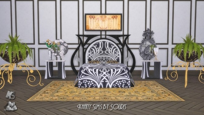 Sims 4 Art Nouveau bedroom by Souris at Khany Sims