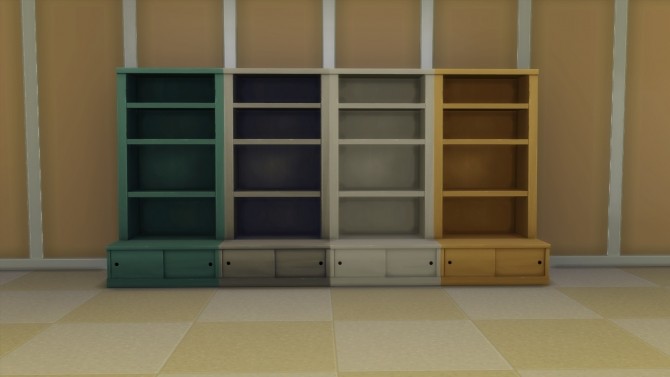 Sims 4 Empty Get to Work Bookshelves with Slots by Teknikah at Mod The Sims