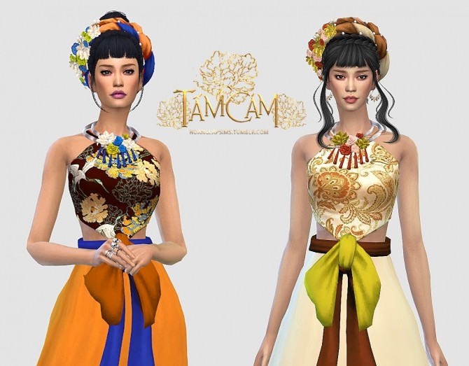 Sims 4 Vietnamese traditional clothes Áo Yếm at HoangLap’s Sims