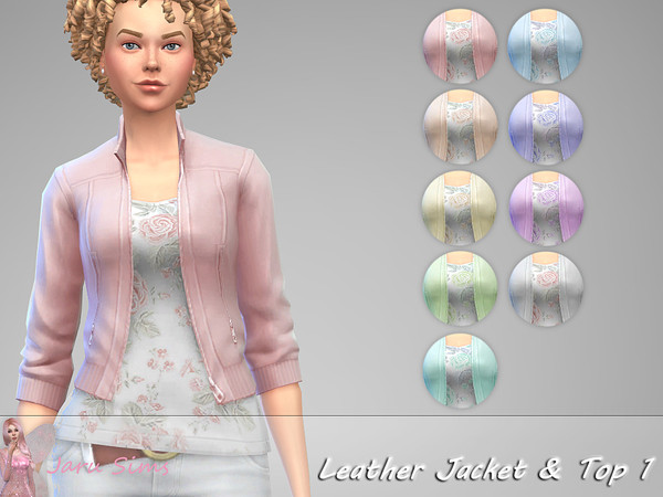 Sims 4 Leather Jacket and Top 1 by Jaru Sims at TSR