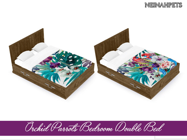 Sims 4 Orchid Parrots Bedroom Collection by neinahpets at TSR
