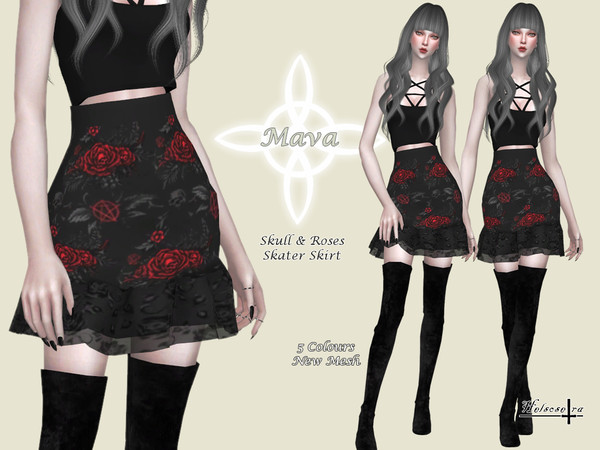 Sims 4 MAVA Skater Skirt by Helsoseira at TSR