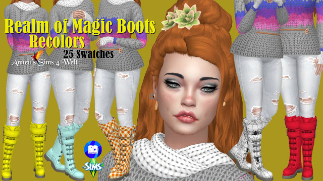 Sims 4 Realm of Magic Boots Recolors at Annett’s Sims 4 Welt
