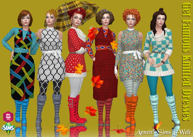 Sims 4 Get Famous Knitted Dresses at Annett’s Sims 4 Welt
