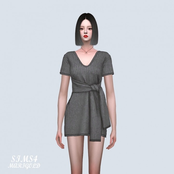Sims 4 Tied Long Sweater Short Sleeves V (P) at Marigold