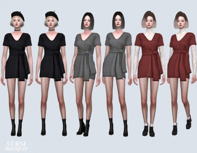 Tied Long Sweater Short Sleeves V (P) at Marigold » Sims 4 Updates