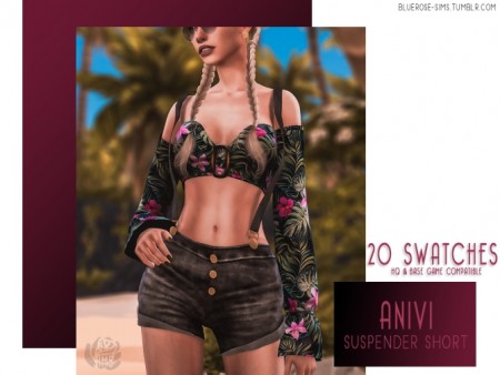 Anivi Suspender short at BlueRose-Sims
