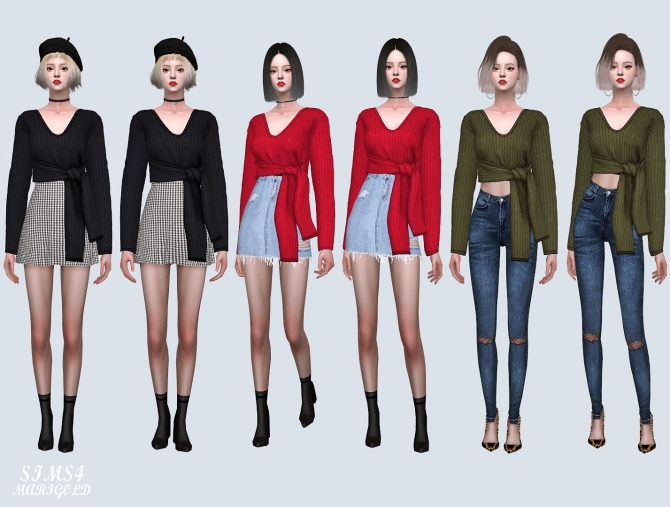 Tied Crop Sweater (P) at Marigold » Sims 4 Updates