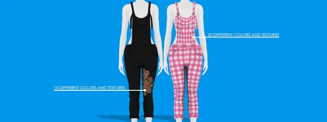 Sims 4 JAMIE OVERALLS + TOP by Thiago Mitchell at REDHEADSIMS