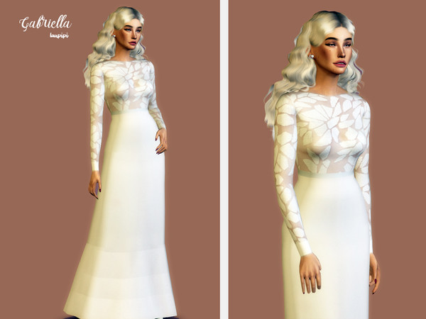 Sims 4 Gabriella wedding dress by laupipi at TSR