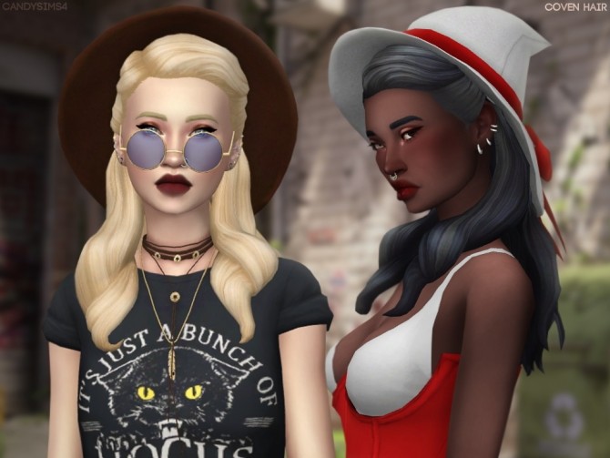 Sims 4 COVEN HAIR + HAT ACC RECOLOR at Candy Sims 4
