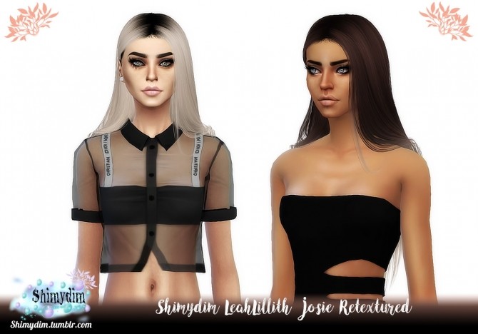 Sims 4 LeahLillith Josie Hair Retexture Ombre DarkRoots Naturals Unnaturals at Shimydim Sims