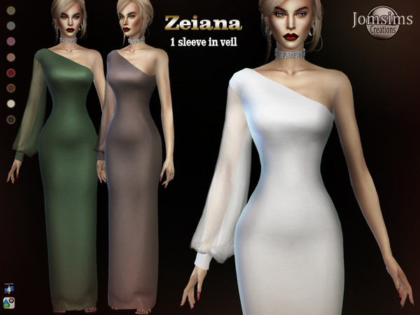 Sims 4 Zeiana long dress by jomsims at TSR
