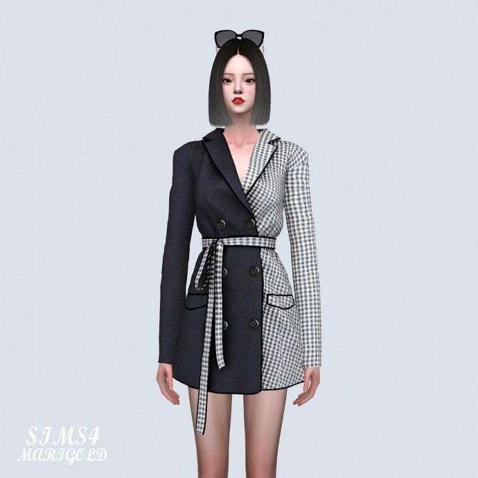 Sims 4 Autumn Coat Mini Dress 2 Pattern V (P) at Marigold