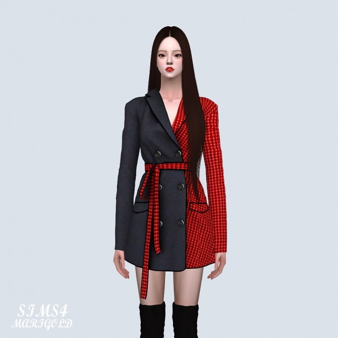 Sims 4 Autumn Coat Mini Dress 2 Pattern V (P) at Marigold