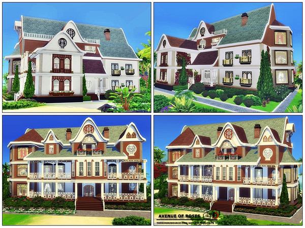 Sims 4 Avenue of Roses house by Danuta720 at TSR